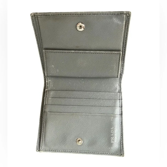 Prada Unisex Bi-fold Wallet Gray Saffiano Leather Credit Card Holder - Picture 7 of 7